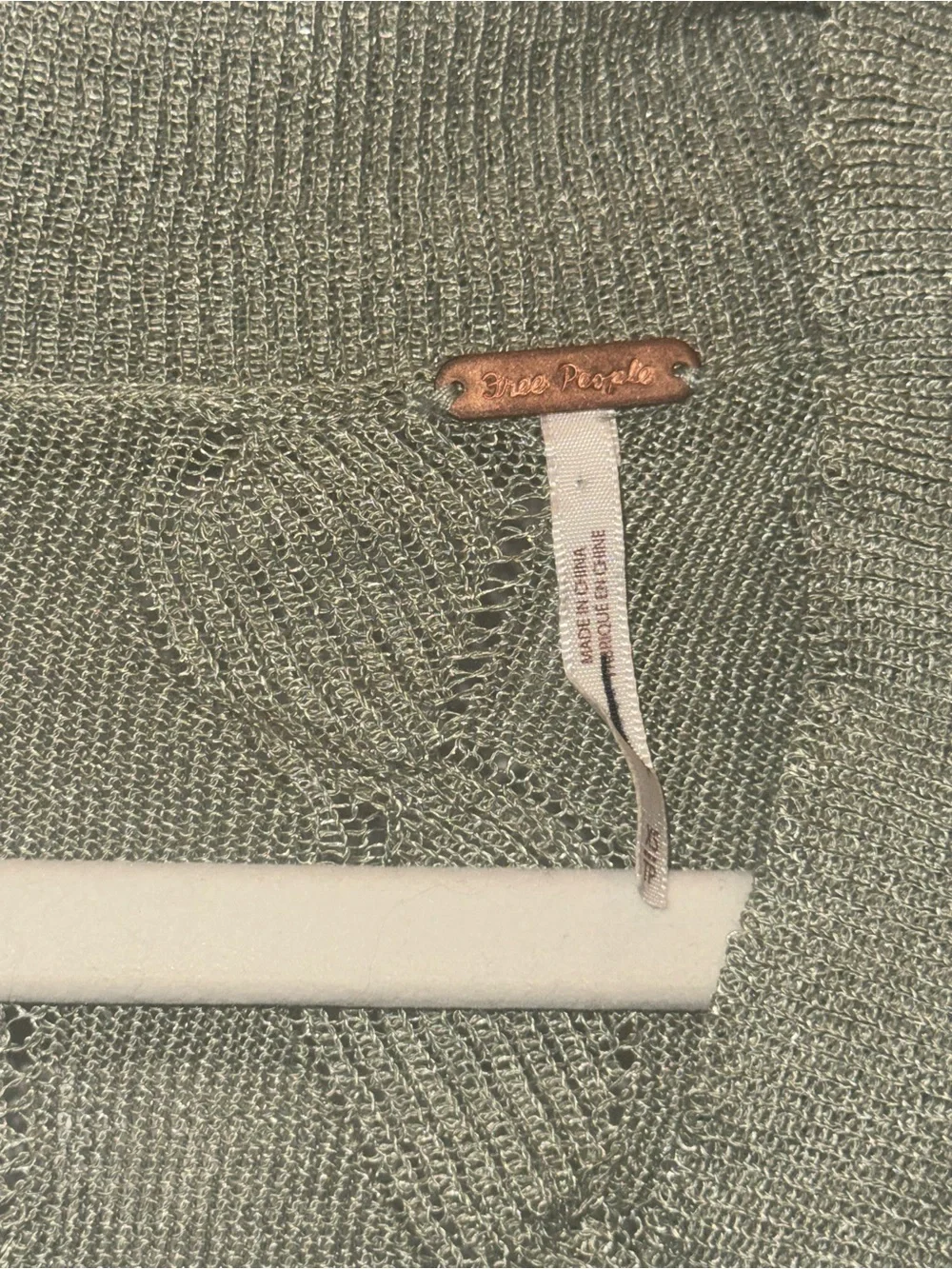 Free People Sage Green Ruffled Tie-Front Knit Cardigan